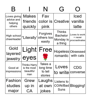 Emily Bingo! Bingo Card