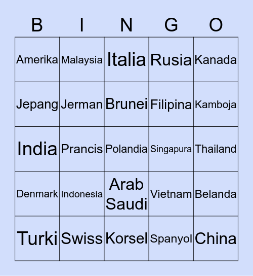 NEGARA DDEULGI Bingo Card