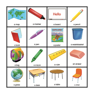 Things for School Bingo Card