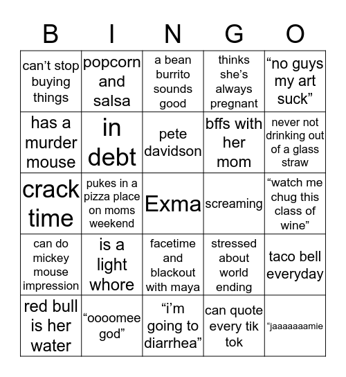 AINSLEY Bingo Card