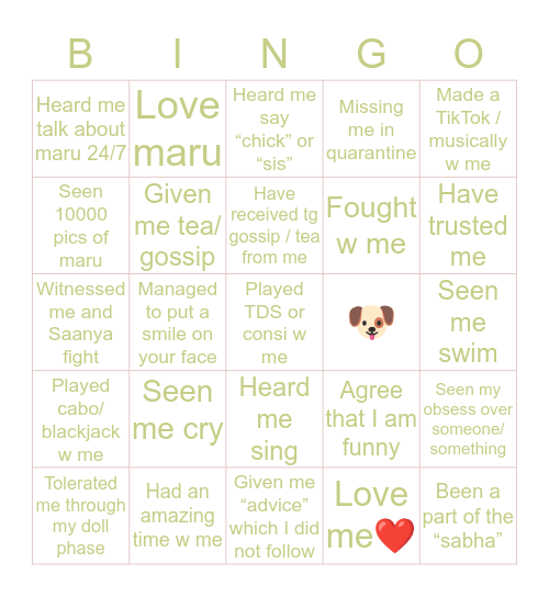 ESHU’s bingo 😌 Bingo Card
