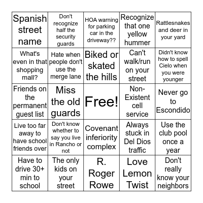 Cielo Bingo Card