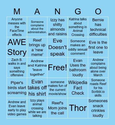 Movie Night Bingo Card