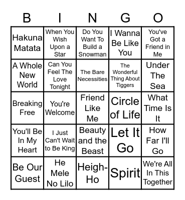 Venga Disney Bingo Card