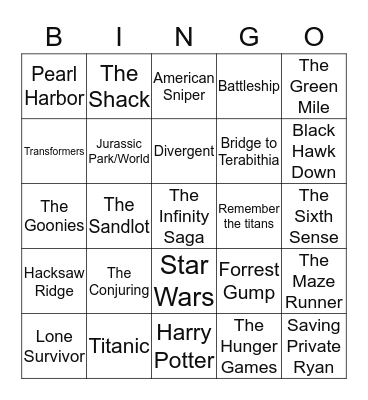 Quarantine Movies To Watch Bingo Card