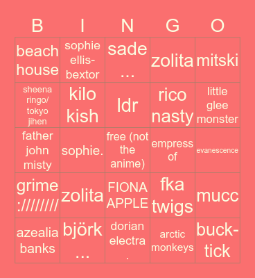 jorts non kpop music bingo Card