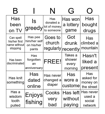 People Bingo Card