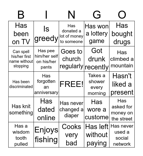 People Bingo Card