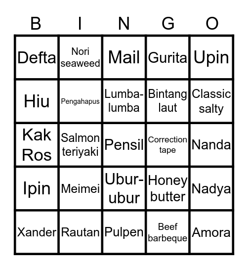 Atlas Bingo Card