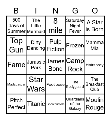 Venga Movie Bingo Card