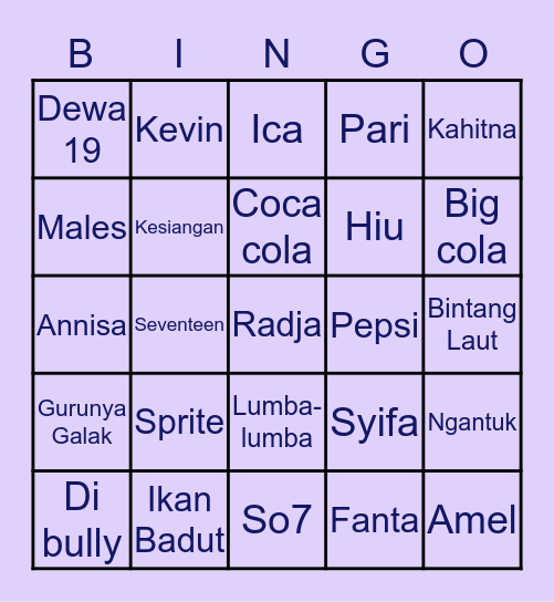 Anneimoiselle Bingo Card