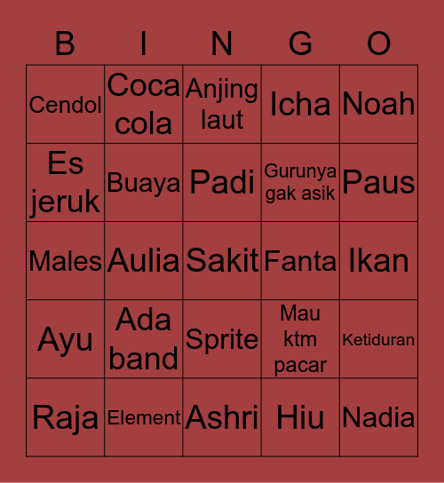 KIKOMAJUHARA Bingo Card