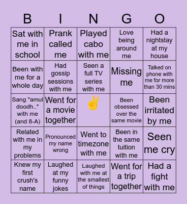 CHAHAK'S Bingo Card