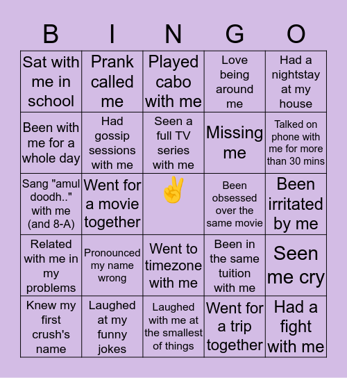 CHAHAK'S Bingo Card
