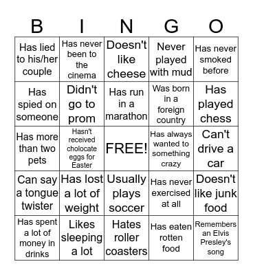 People Bingo Card