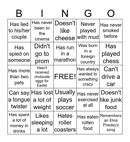 People Bingo Card