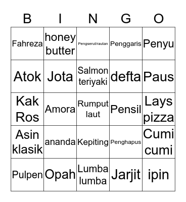 JENNYLYSIA Bingo Card