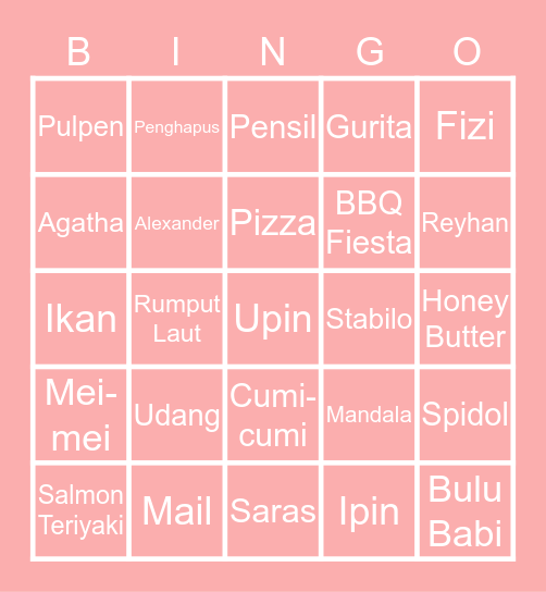 AGATHA OKTAVIA Bingo Card