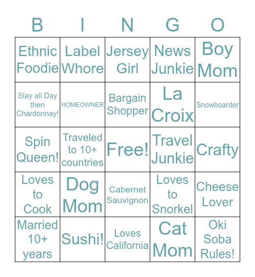 Erika’s Bingo Card