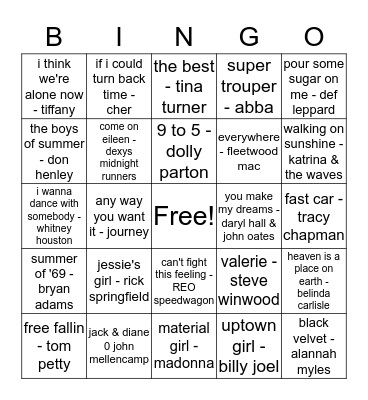 Decades - 2000's Bingo Card