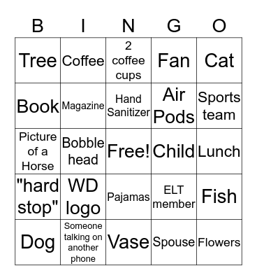 Video Conference Bingo Card