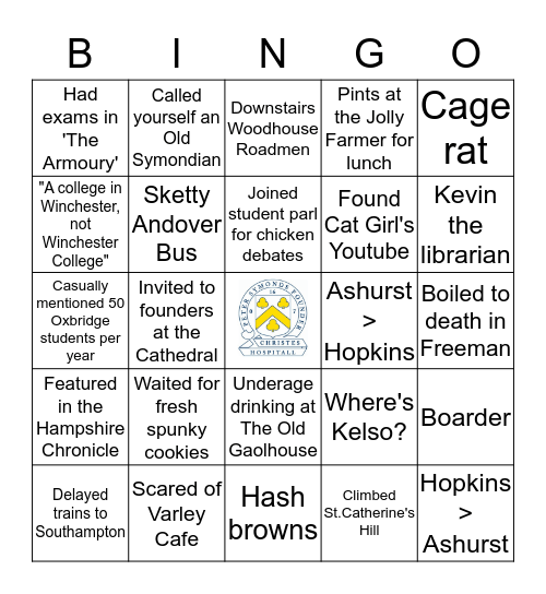 Peter Symonds Bingo Card