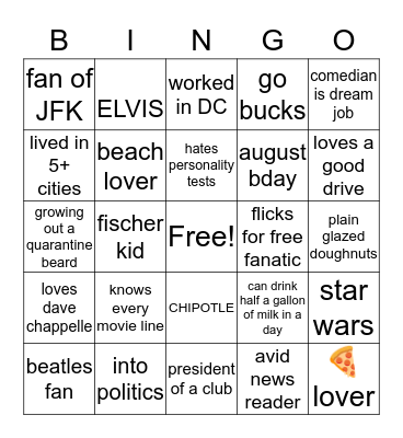 Alex Bingo Card