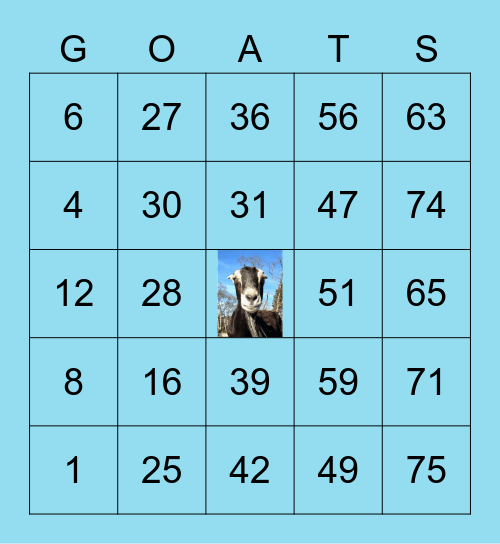 Lewis Oliver Farm Sanctuary Bingo Card