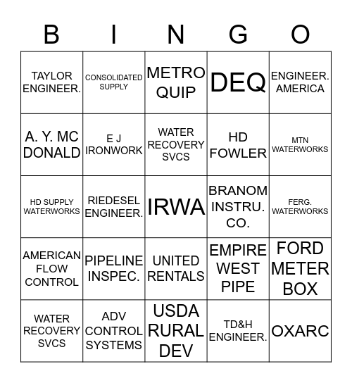 2014 IRWA N. CONFERENCE Bingo Card
