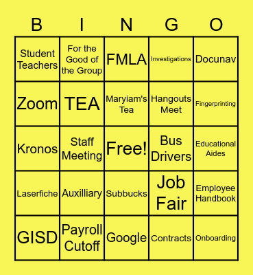 HR BINGO Card