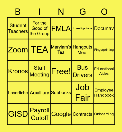 HR BINGO Card