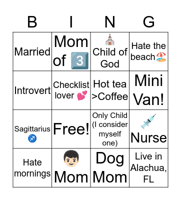 All about Angela! Bingo Card