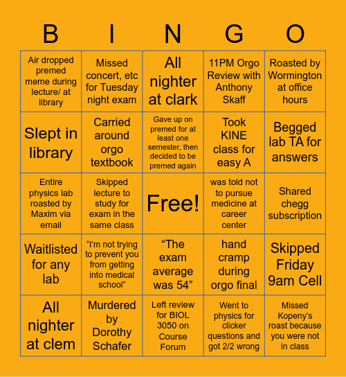 I Bingo Card