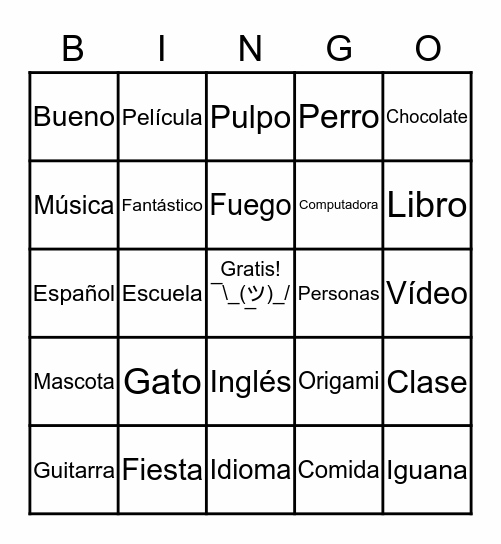 Bingo en espanol!!!( ͡° ͜ʖ ͡°) Bingo Card