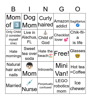 All about Angela! Bingo Card