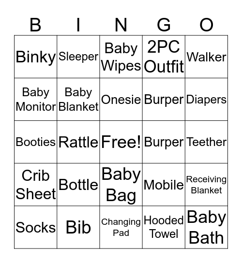 Baby Bingo Card