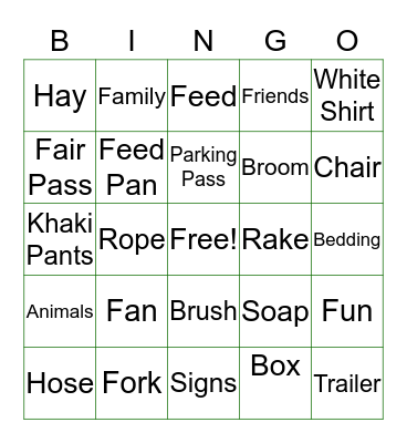 Get Ready for Fair Bingo Card