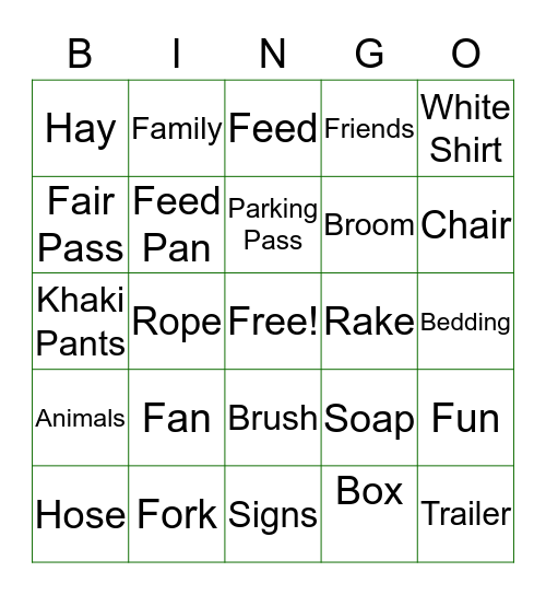 Get Ready for Fair Bingo Card