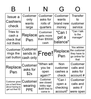 Banking Bingo Card