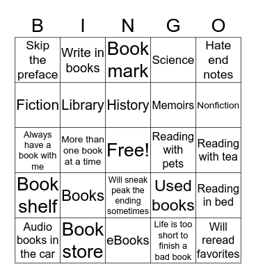 Shadow’s Bingo Card