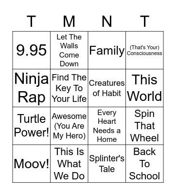 Ninja Turtles Bingo Card