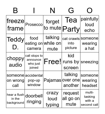 Zoom Bingo Card