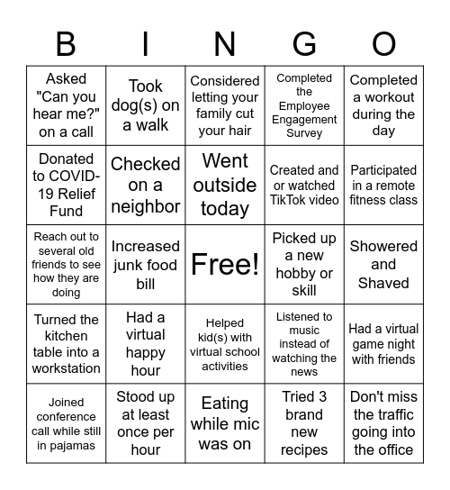 Board Bingo Card