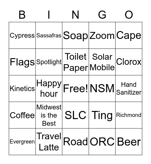 Evergreen Bingo Card