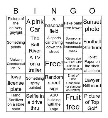 GC04 Quarantine Bingo Card