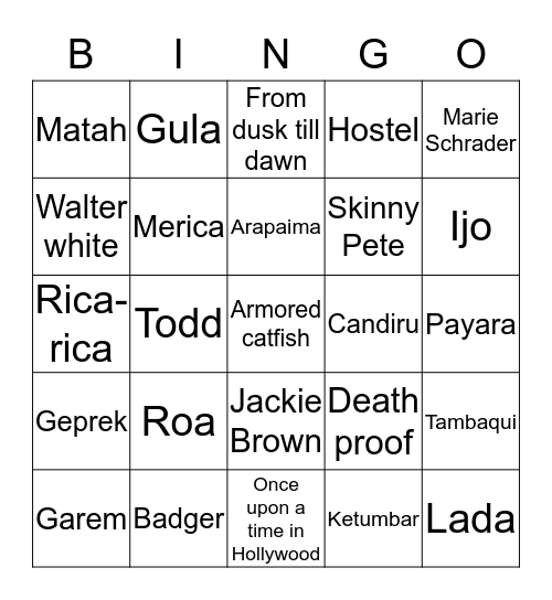 Hehe Bingo Card