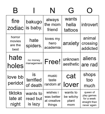 HALEY BINGO Card
