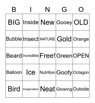 4-H Photography Bingo Card