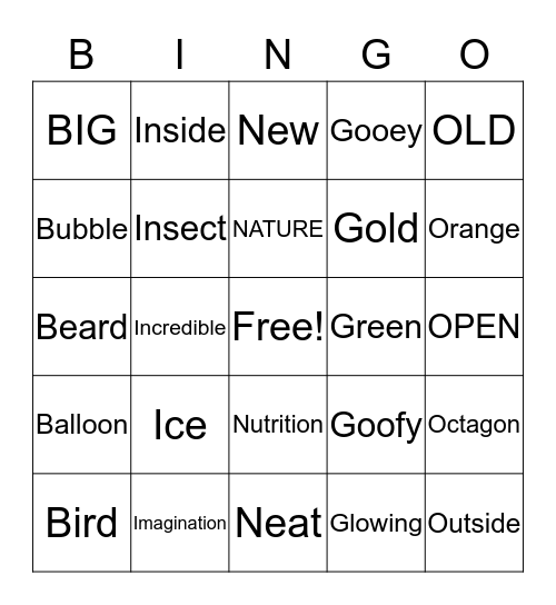 4-H Photography Bingo Card