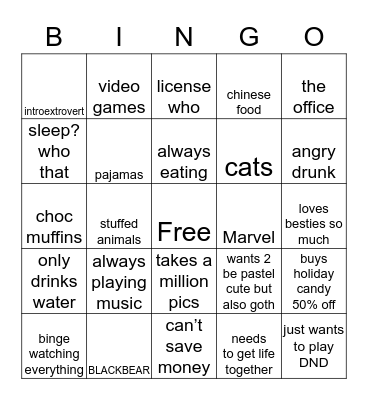 Jack Bingo Card